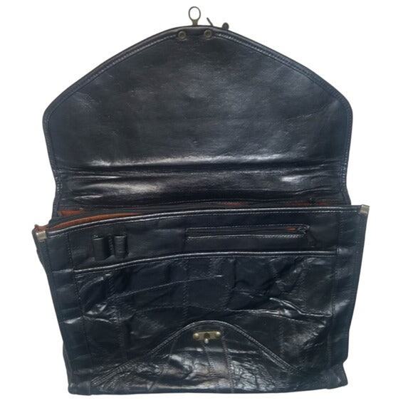 MC Marc Chantal Leather Patchwork Fold Over Cover Briefcase 1.5" x 12" [Vintage] - Picture 4 of 8